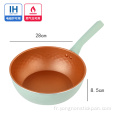 Poêle à wok vert clair 24 cm pour ménage commercial